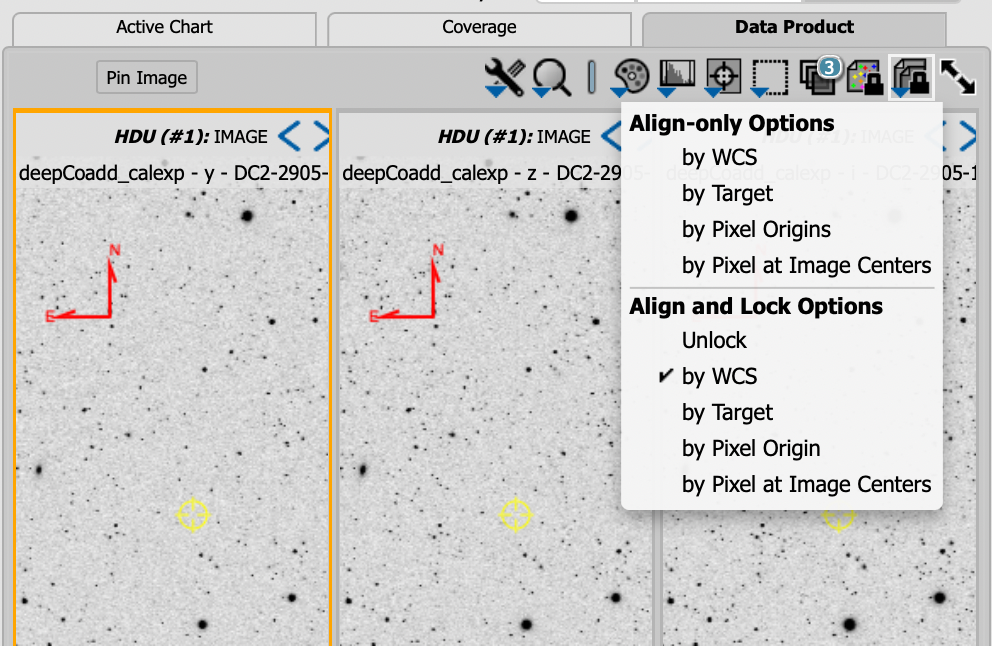 Image alignment dropdown is clicked which is the icon second from the right. A menu appears with nine alignment and locking options. Align and lock options by WCS is selected.