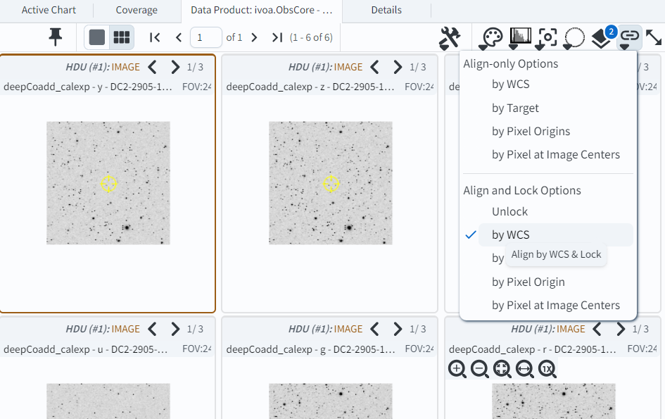 Image alignment dropdown is clicked which is the icon second from the right. A menu appears with nine alignment and locking options. Align and lock options by WCS is selected.