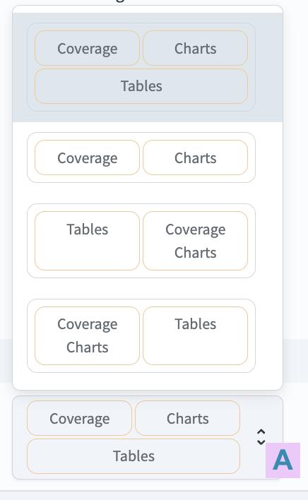 The sidebar menu with options for the results view layout.