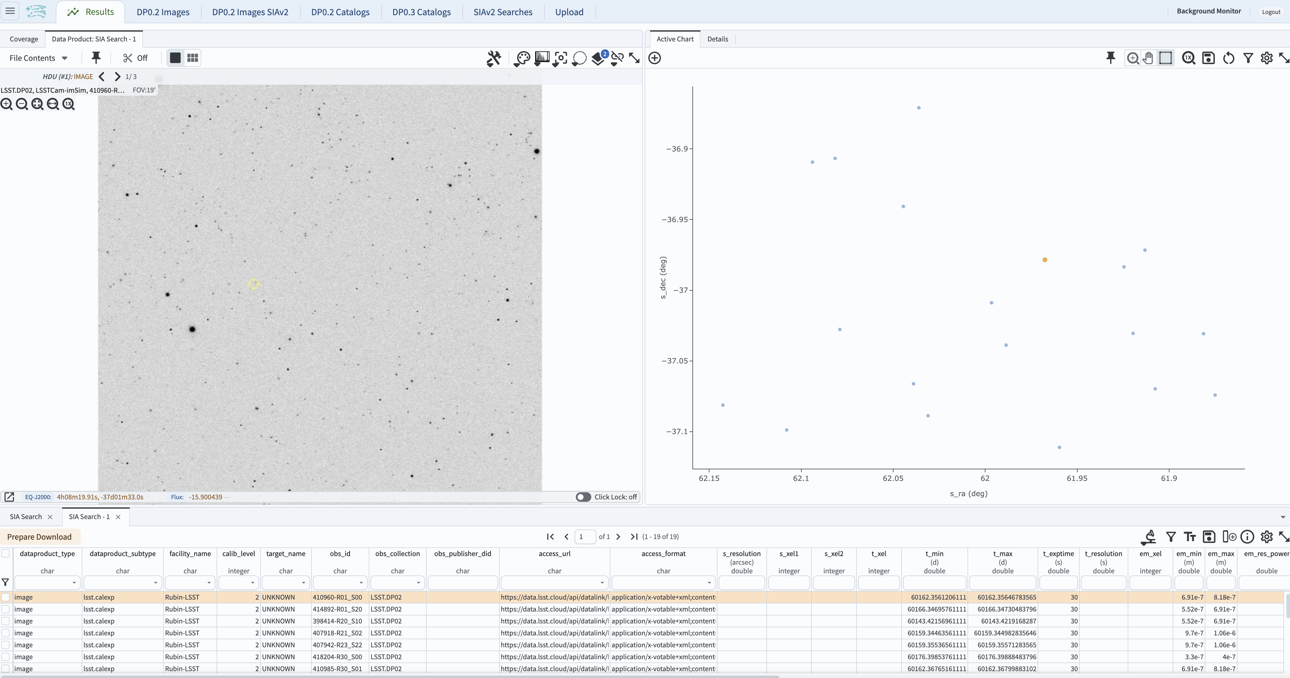 Screenshot of the window resulting from the execution of the search above.