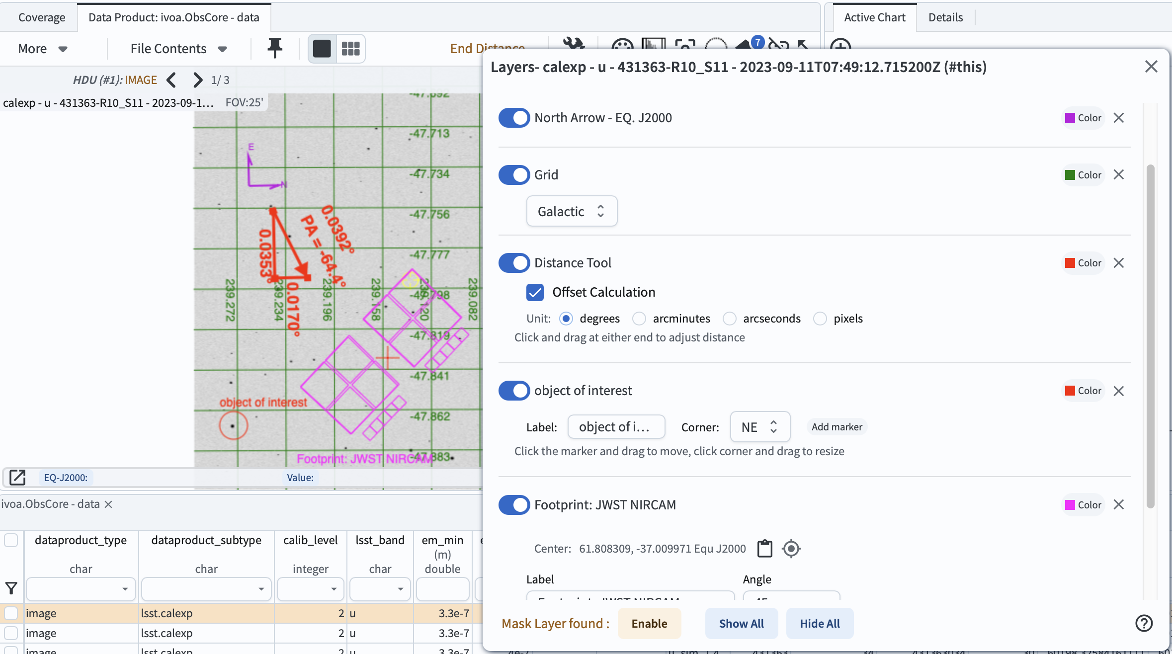 A screenshot of the added layers listed under the Overlay icon with layer display controls.